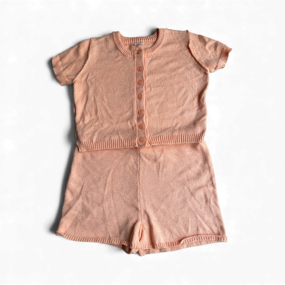 Garage Apricot Knit Button-Up Top